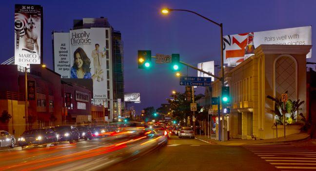 Los Angeles, USA - July 12, 2011: The Sunset Strip is a mile and a half of music clubs, restaurants,cocktail bars, and celebrity hang outs that runs through the city of West Hollywood in the Los Angeles area. The area is popular with both tourists and loca