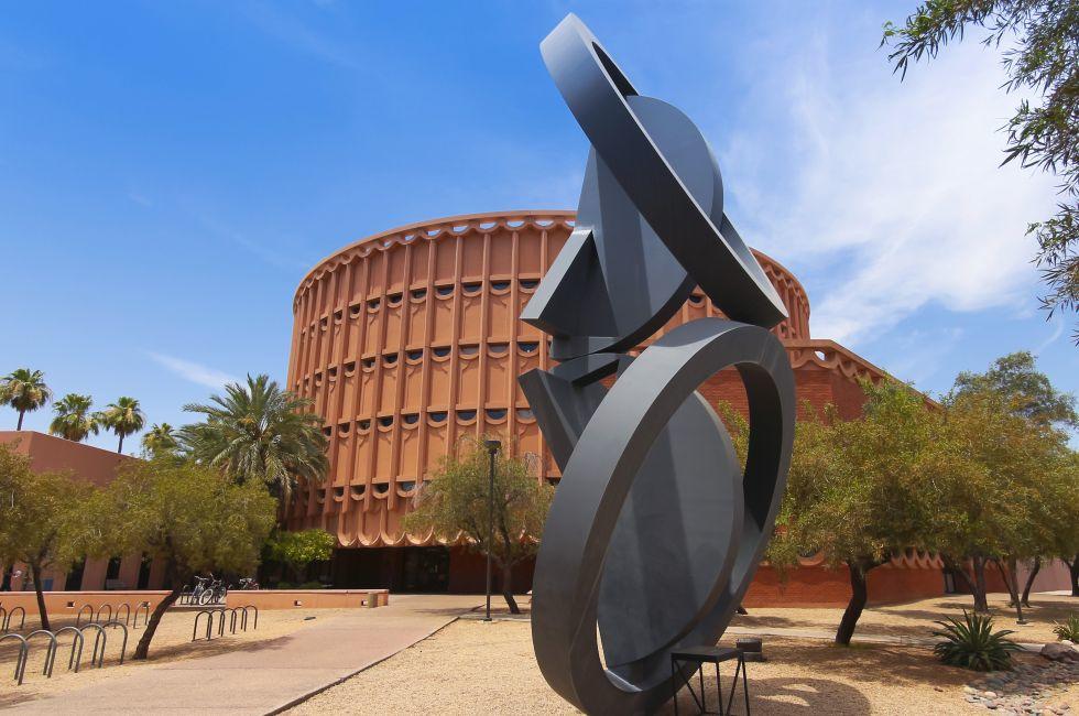 TEMPE, ARIZONA - JUNE 12: Arizona State University Music Building on June 12, 2013, in Tempe, Arizona. The state-of-the-art Arizona State University Music Building houses four special concert halls as well as studios, labs, shops, practice rooms, and class