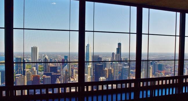 Chicago skyline view from John Hancock Observatory