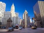 Michigan Avenue Bridge and Magnificent Mile in Chicago, IL, USA.