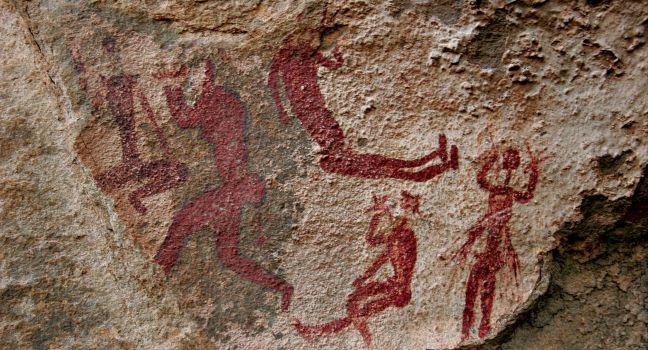 Cave paintings by the San or Bushmen people in South Africa.