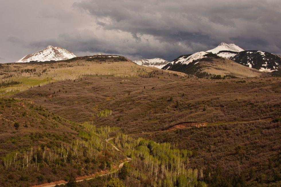 The scenic La Sal Mountain Loop drive. Moab, Utah