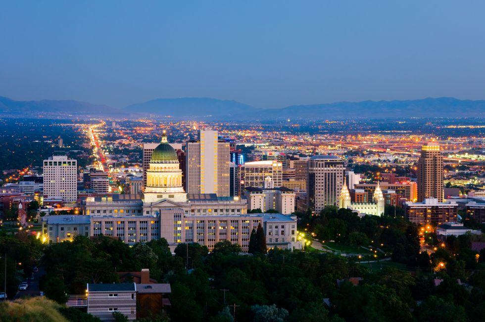 Salt Lake City, Utah at night