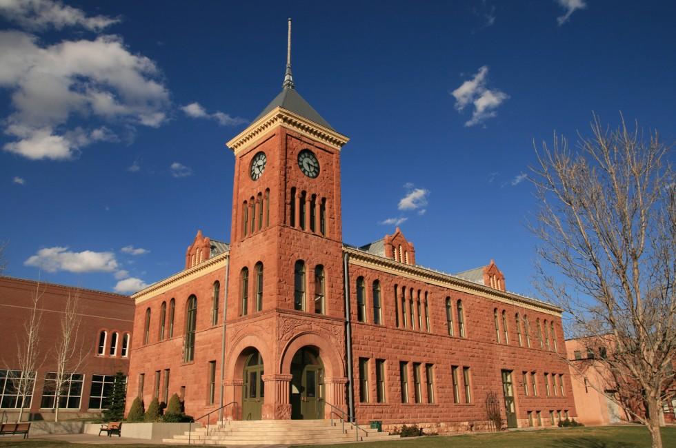 the old 1894 Flagstaff sandstone courthouse, Flagstaff, Arizona;  
