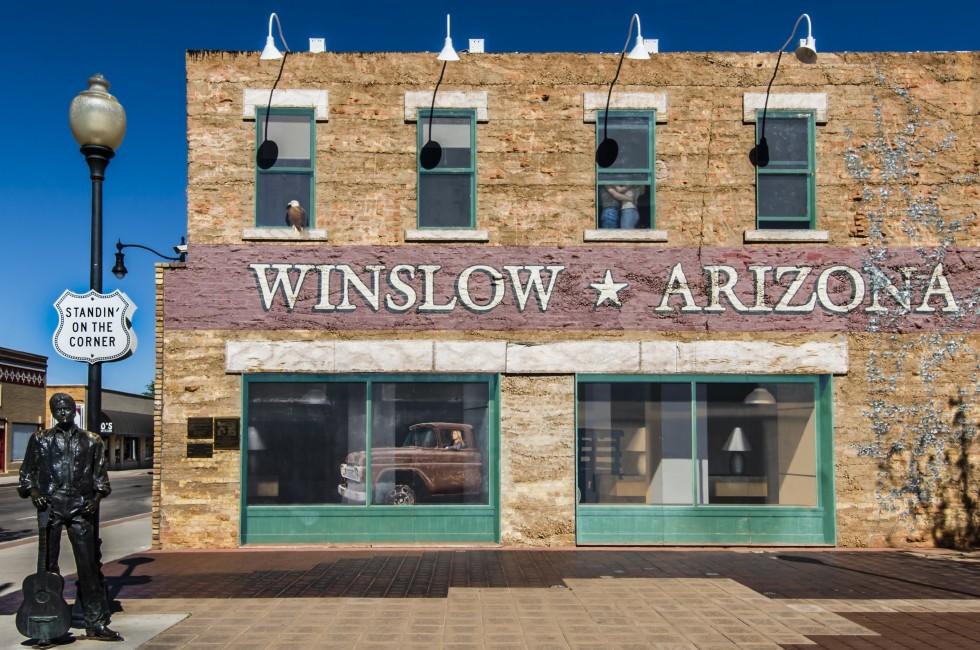 WINSLOW, AZ/USA - MAY 12: "Standin' On The Corner Park", on Route 66, pays homage to "Take It Easy", by Jackson Browne and popularized by the rock group Eagles, on May 12, 2013, in Winslow, Arizona