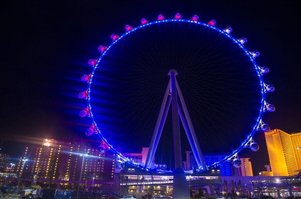 LAS VEGAS - MARCH 10 : The High Roller at the Linq, a dining and shopping district at the center of the Las Vegas Strip on March 10 2014 , The High Roller is the world's largest observation wheel; Shutterstock ID 182639960; Project/Title: Las Vegas; Downlo