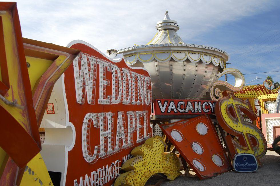Las Vegas, Nevada, USA - In Las Vegas, these old neon signs have been saved from the trash heap and cherished for what they were in the past, a tall order, to be sure, in a city known for tearing down the old to make room for the new.