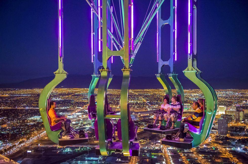 LAS VEGAS - NOVEMBER 08: The x-stream thrill ride on the top of Stratosphere tower on November 08, 2012 in Las Vegas. Las Vegas in 2012 is projected to break the all-time visitor volume record of 39-plus million visitors
