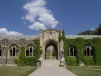 Beautiful ivy covered arched windows on the grounds of Cornell University in Ithaca, New York.