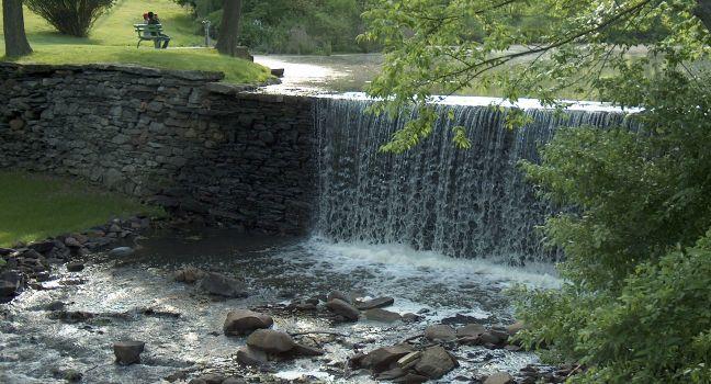 These are the waterfalls near the millponds in the village of Monroe.