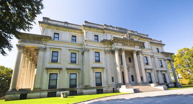 View of historic Vanderbilt Mansion at Hyde Park, New York; 