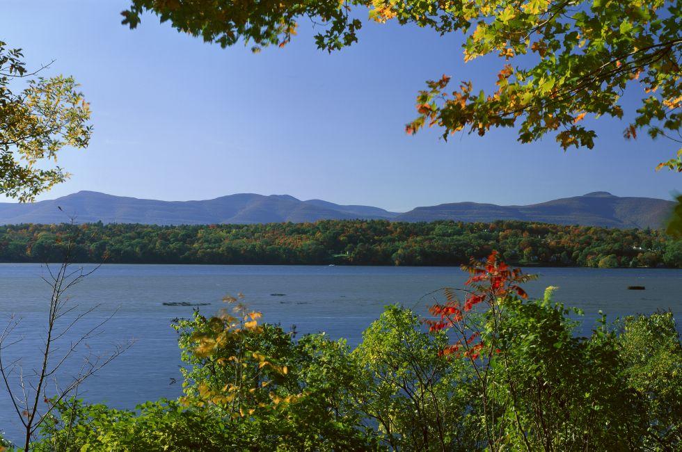 Hudson River In Autumn, Rhinebeck, New York; 