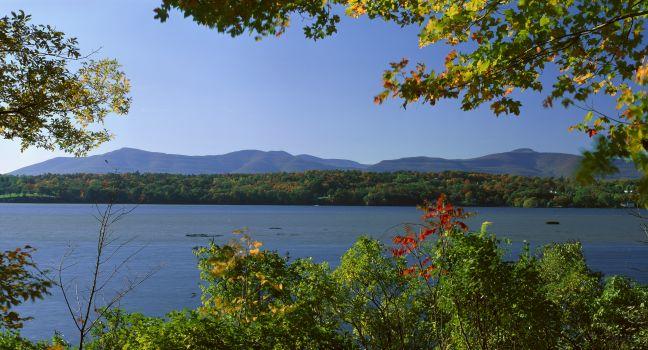 Hudson River In Autumn, Rhinebeck, New York; 