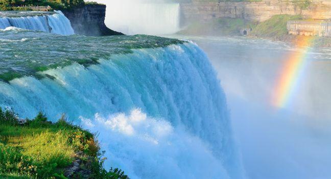 Niagara Falls in the morning with rainbow