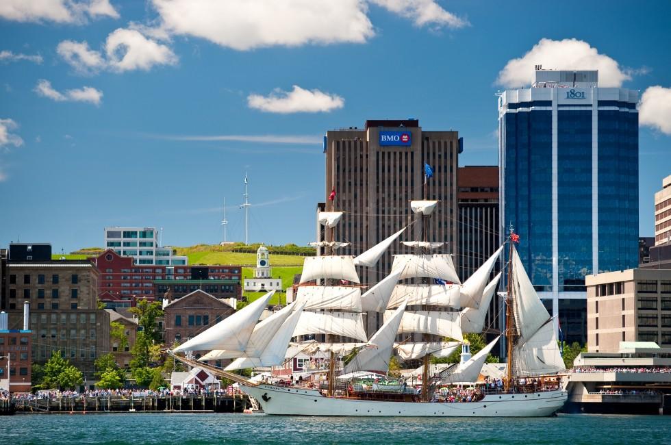 HALIFAX, NOVA SCOTIA - JULY 20: Europa from the Netherlands takes part in the Parade of Sail during the Tall Ships Nova Scotia festival, July 20, 2009 in Halifax. 