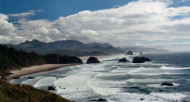 Oregon Coastline at Ecola State Park; Astoria County seat.