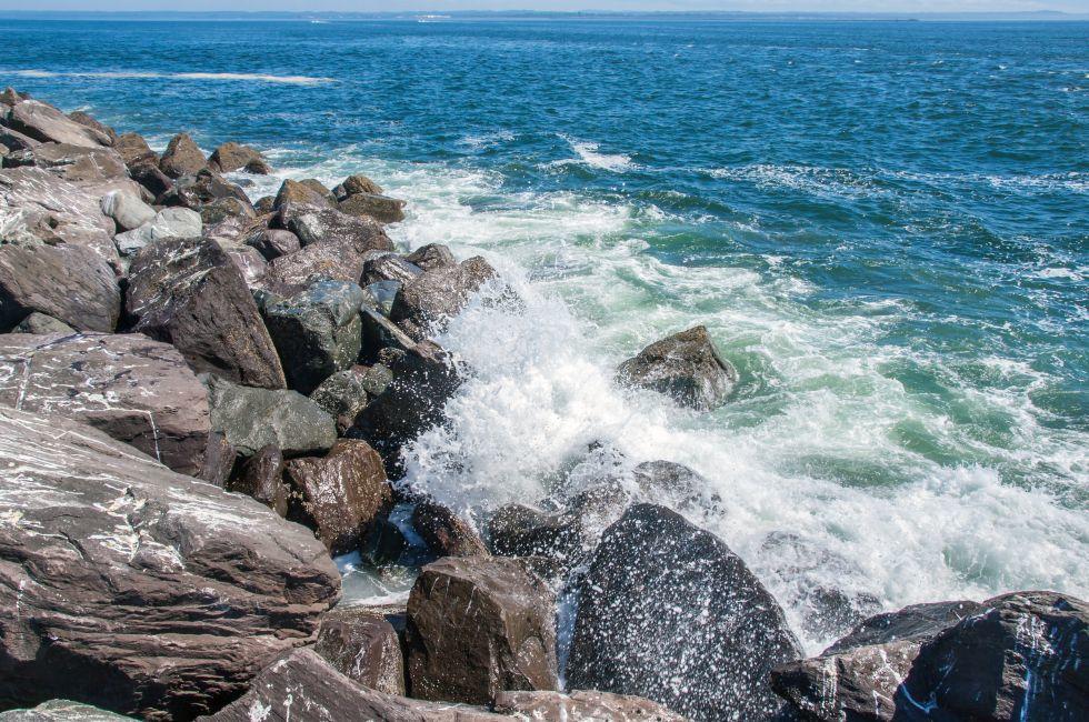 View from the Rock Jetty on a Clear Sunny Day at Ocean Shores Washington USA