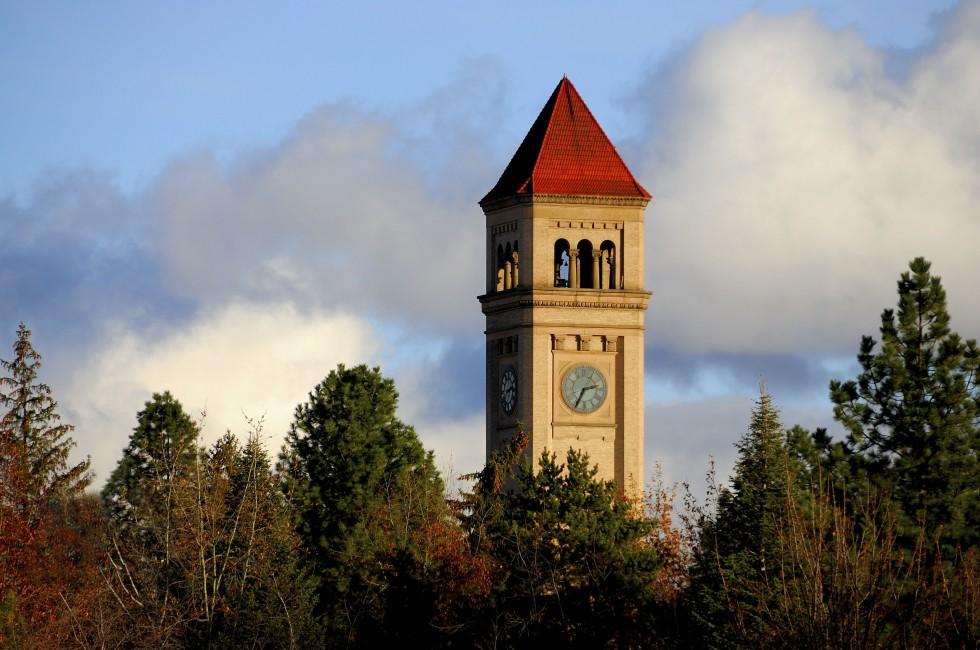 Clock tower in Riverfront Park, site of the 1974 World's Fair, in Spokane, Washington.