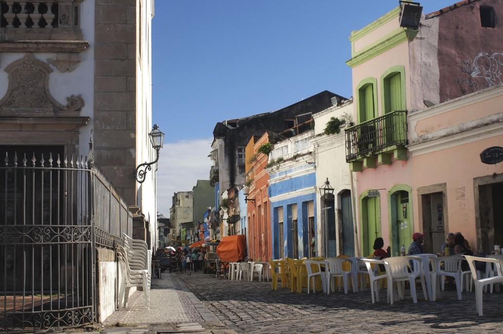RECIFE, BRAZIL - JULY 17 : The historical center of Recife on July 17, 2012 .The colorful streets of the colonial part of the city is where  Brazilians go to have a lunch or to shop.; 