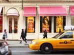New York, New York, USA - March 27, 2011: The Victoria's Secret store on Broadway in the Soho area of downtown Manhattan. People are seen walking on the street as a car and Taxi drive by in the late afternoon.