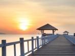 Boat pier at sunset. Beautiful landscape.