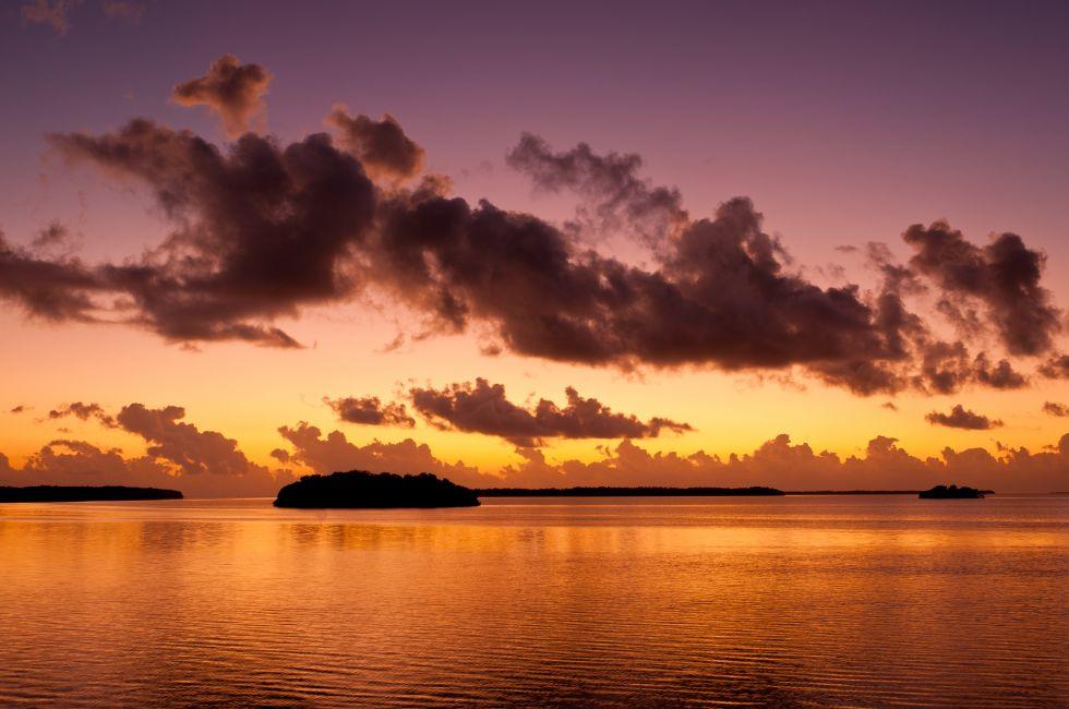 Sunrise over the Florida Bay as viewed from the Flamingo Visitor Center in Everglades National Park near Homestead, Florida