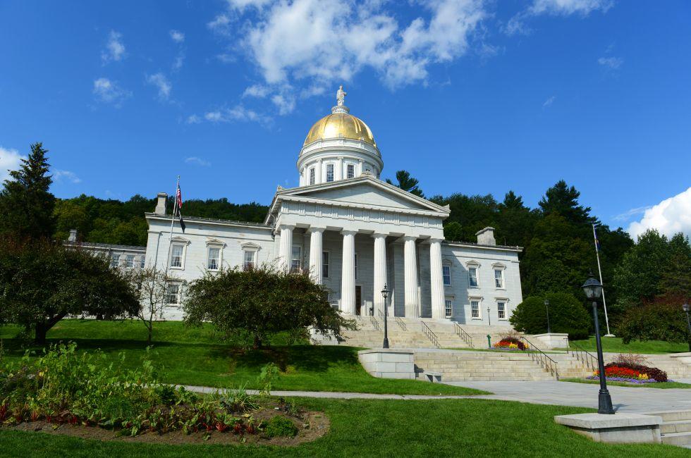 Vermont State House, Montpelier, Vermont, USA. Vermont State House is Greek Revival style built in 1859.
