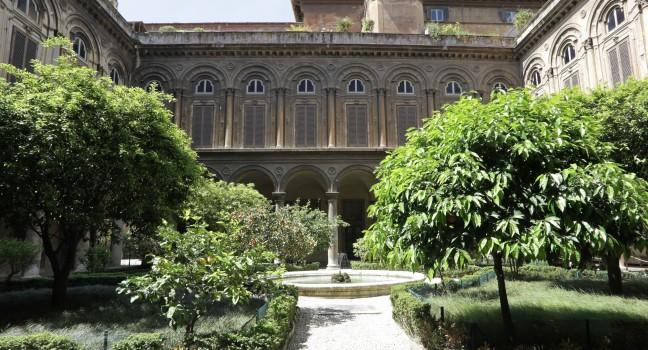 View of the courtyard of the Palazzo Pamphili in Rome, italy