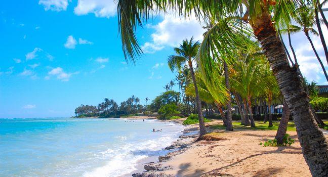 Seashore of Hawaii's beautiful tropical beach at Kahala. 