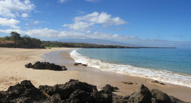 Empty Hapuna Beach in Hawaii on a beautiful day