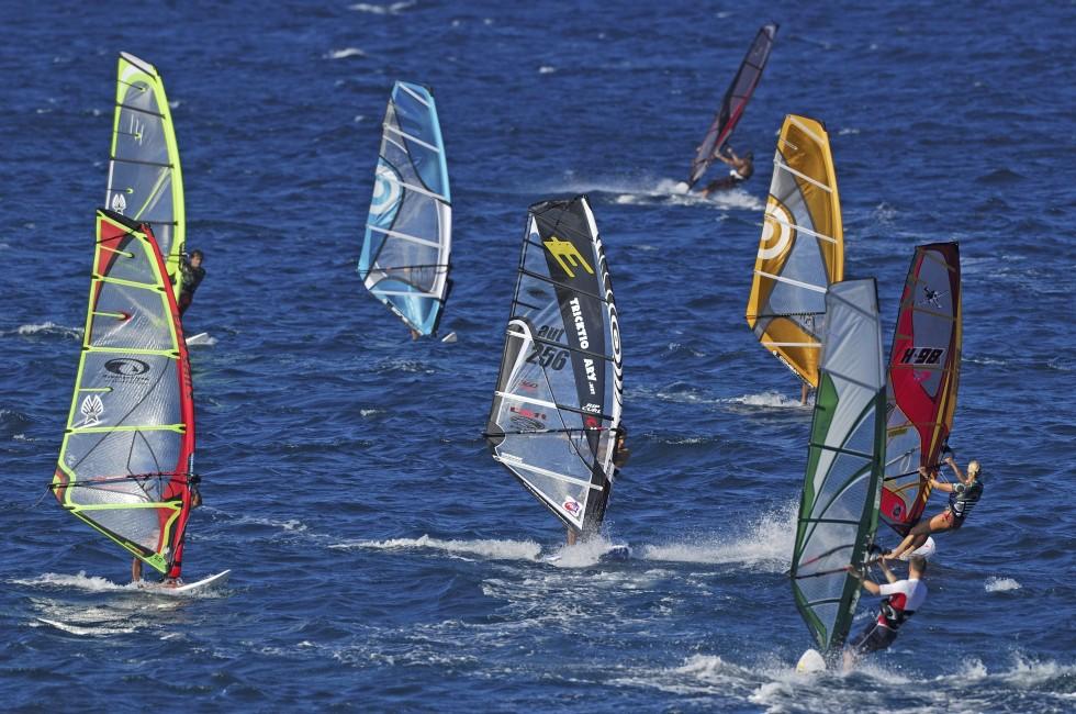 Windsurfing at Hookipa Beach Park Maui Hawaii.
