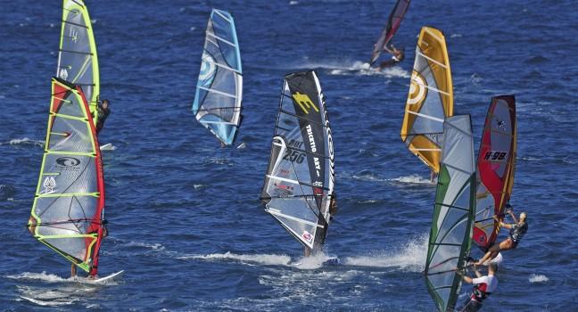 Windsurfing at Hookipa Beach Park Maui Hawaii.