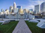 CHARLOTTE, NC - DECEMBER 27, 2013, Charlotte, NC - view of Charlotte skyline at night near Romare Bearden park.