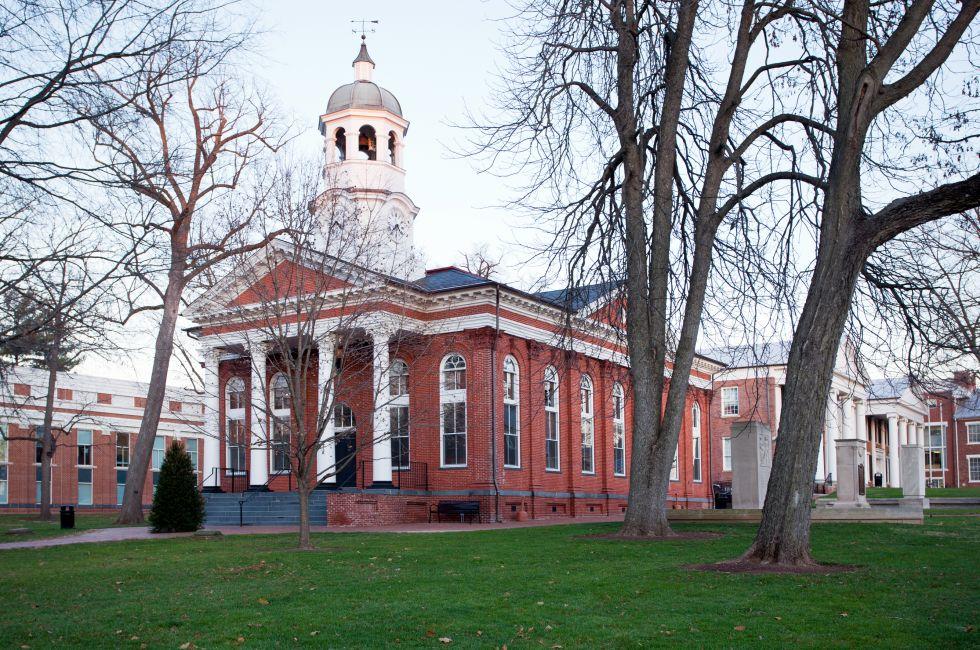 Old brick court house in Leesburg Virginia in the USA at dusk