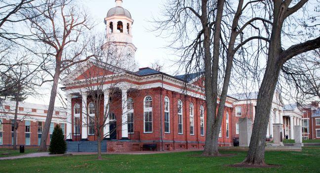 Old brick court house in Leesburg Virginia in the USA at dusk