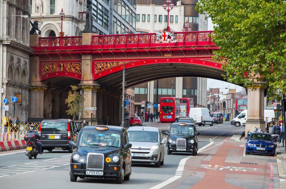 LONDON, UK - SEPTEMBER 19, 2015: Holborn Viaduct, 1863-1869. Building cost was over £2 million (over £165 million in 2014).