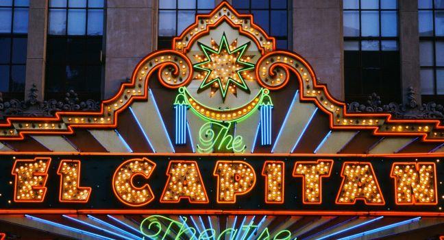 El Capitan Theatre is a fully restored movie palace at 6838 Hollywood Boulevard in Hollywood. The theater and adjacent building is owned and operated by The Walt Disney Company and as such, serves as the venue for many of the The Walt Disney Studios' film 
