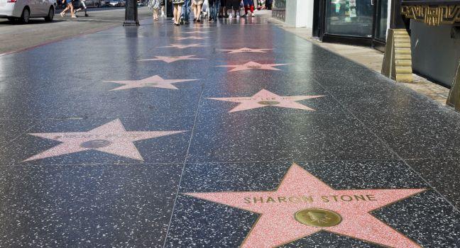 HOLLYWOOD - SEPTEMBER 4: Sharon Stone's star on Hollywood Walk of Fame on September 4, 2011 in Hollywood, California. This star is located on Hollywood Blvd. and is one of 2400 celebrity stars.; Shutterstock ID 84786373; Project/Title: Fodors; Downloader: 
