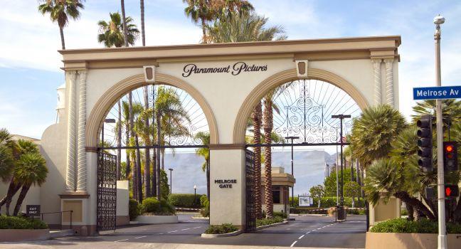 Paramount Pictures motion picture studio entrance sign near Hollywood, California