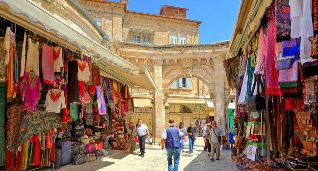 JERUSALEM - AUGUST 21: Bazaar in Old City offers middle east traditional products and souvenirs. It is very popular site with tourists and pilgrims visiting Jerusalem, Israel on August 21, 2013.; Shutterstock ID 160627724; Project/Title: Top 100 Jerusalem;