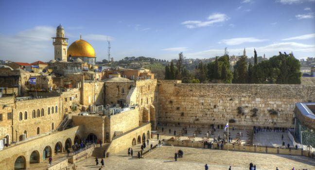 Western Wall and Dome of the Rock in the old city of Jerusalem, Israel.
