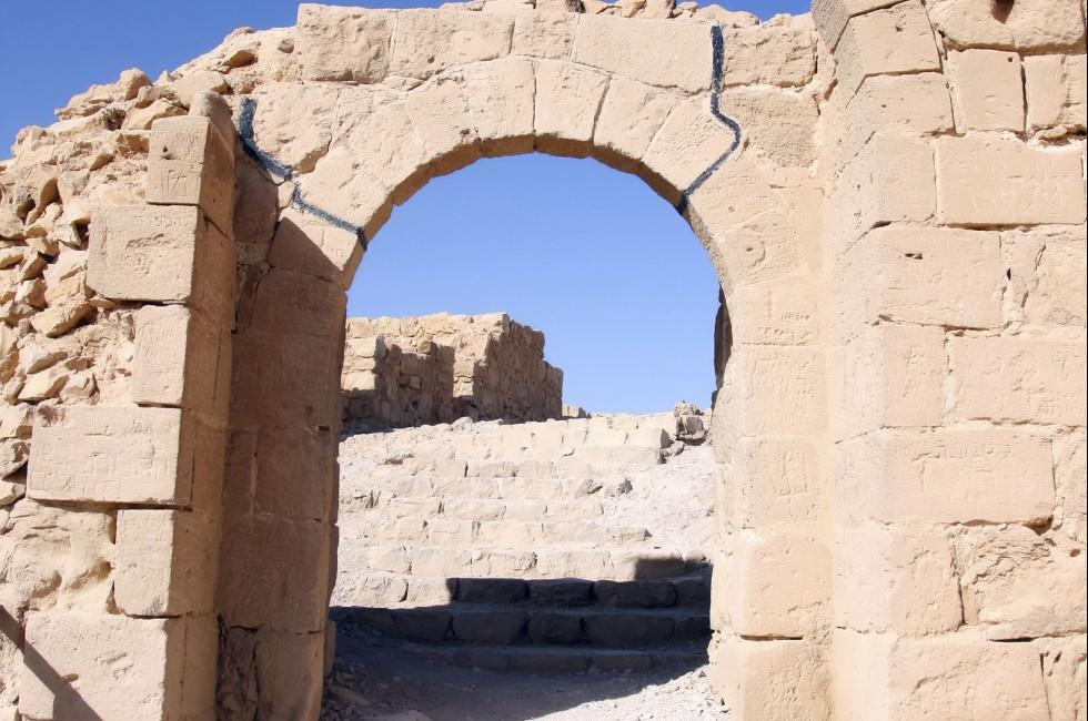 Ruins of the ancient Masada fortress in Israel; 