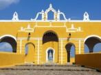Staircase and entrance of monastery in Izamal, Mexico.