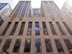 The facade of the famous building with its clock. Chicago Board of Trade at downtown, Illinois state, United States.
