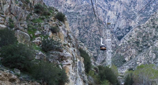 Palm Springs, California - February 17:View of the Palm Springs Aerial Tram in the San Jacinto Mountain Range, February 17 2015 in Palm Springs, California.