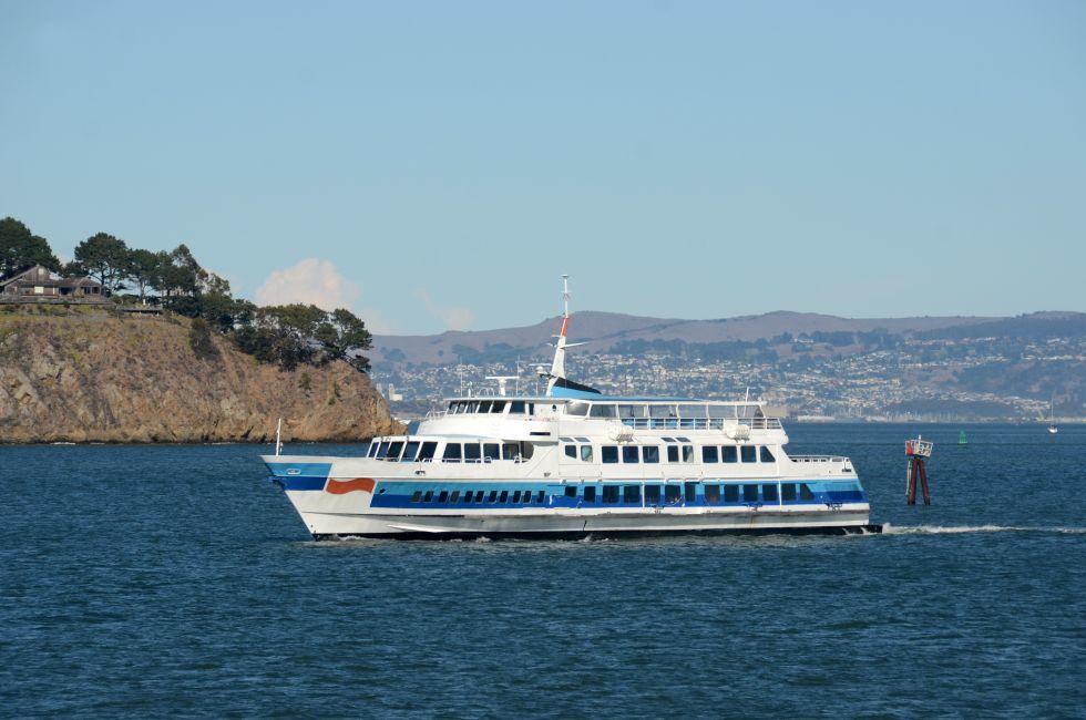 Ferry boat carrying passengers in the San Francisco Bay.
