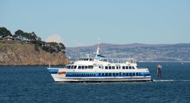 Ferry boat carrying passengers in the San Francisco Bay.