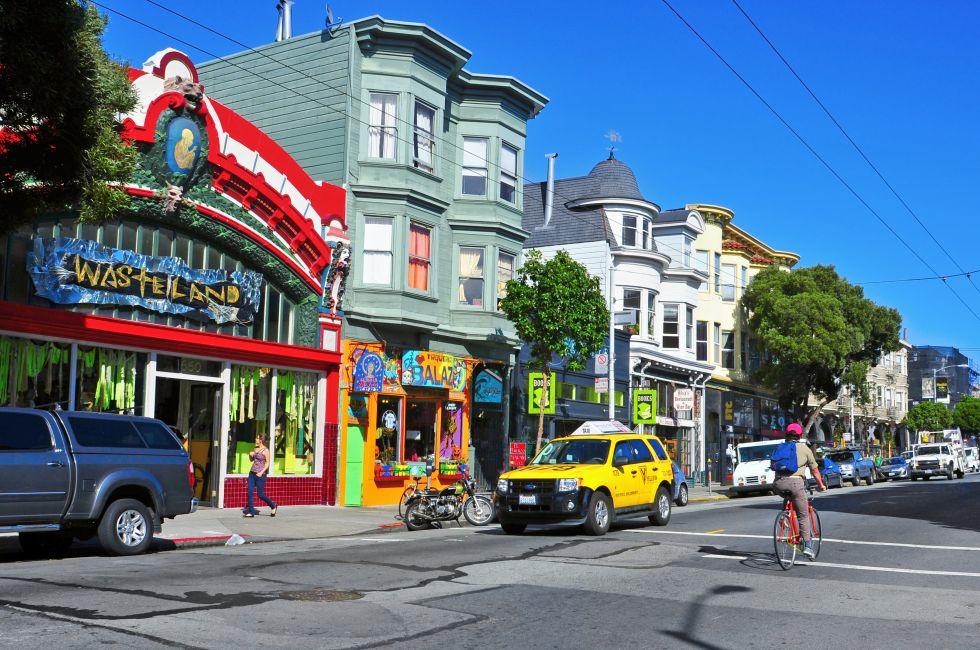 SAN FRANCISCO, US - OCTOBER, 19: Colorful stores in Haight Street on October 19, 2011 in San Francisco. Haight Street is the main street of famous Haight-Ashbury District, with its bohemian ambiance