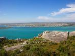 Langebaan Lagoon and the town of Langebaan seen from the West Coast National Park, Western Cape, South Africa.