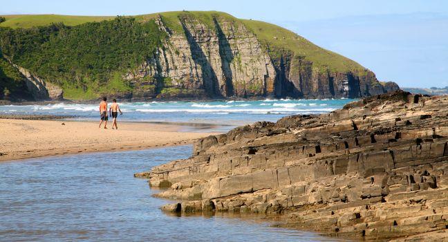 Beach of Coffee Bay located in South Africa on the India, Ocean also named the Wild Coast